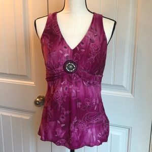Dressy magenta sleeveless top